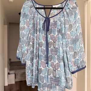 Daniel Rainn Blue and Purple Patterned Blouse